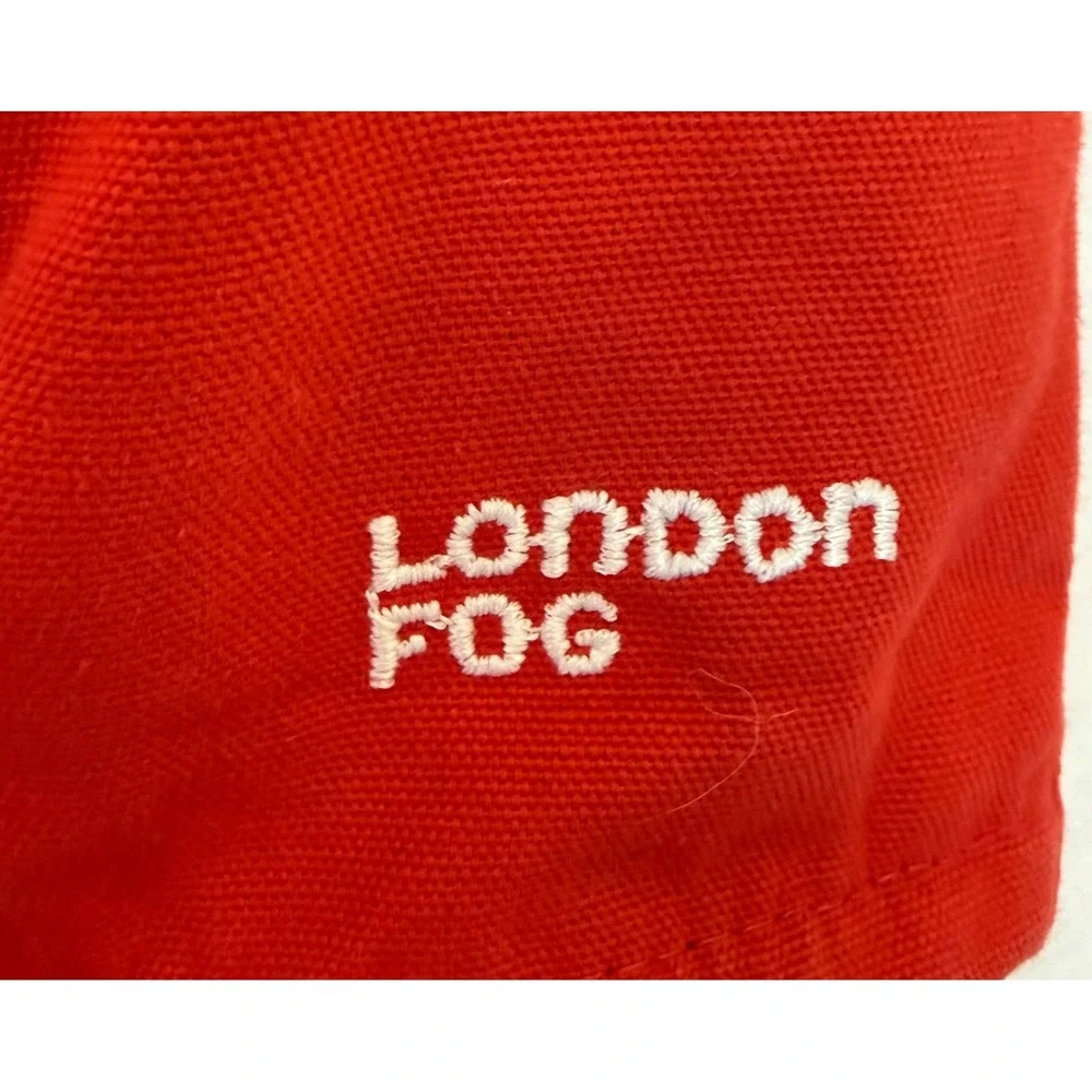 Vtg LONDON FOG Red Quilted Coat Jacket Floral Embroidery Detachable Hood Size 2‎